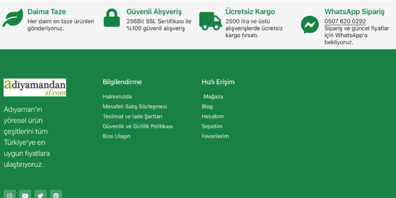 Adıyamandan Al– Teslimat ve İade Şartları Bağlantısının Bulunmaması