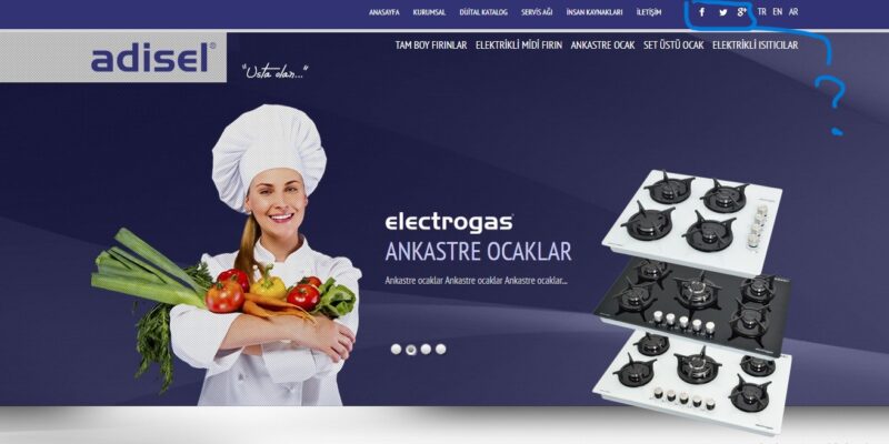 Adisel web sitesinde sosyal medya butonlarının aktif olmaması